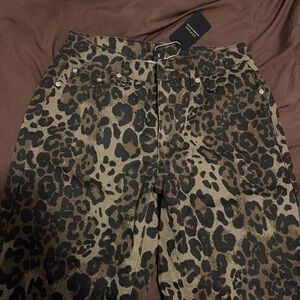 SHEIN Leopard Print Flare Jeans